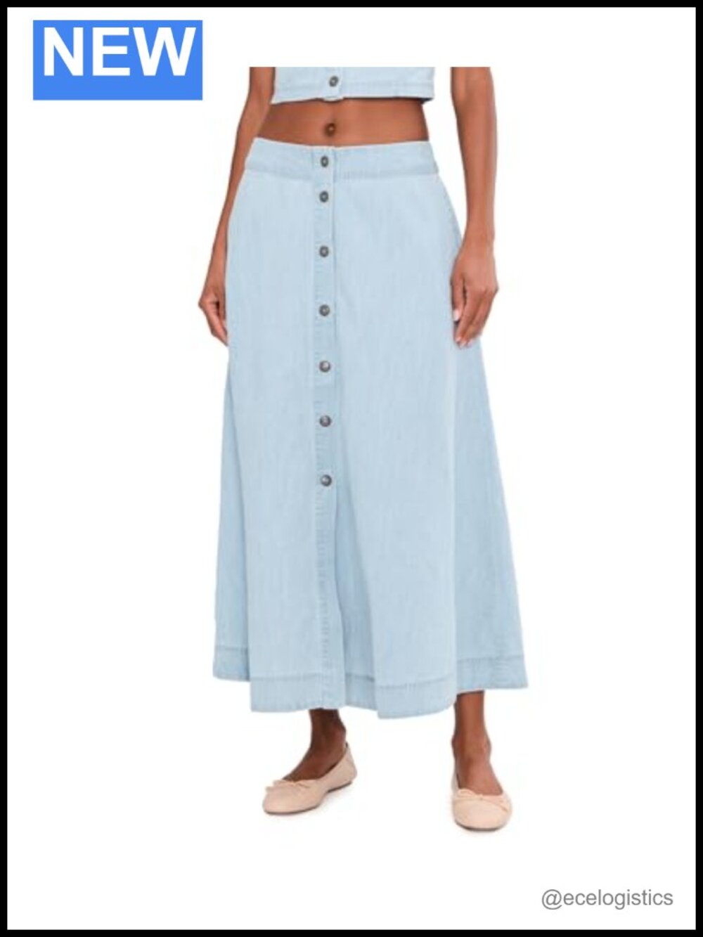 Free People Cotton Midi Skirt Set with Bustier Top